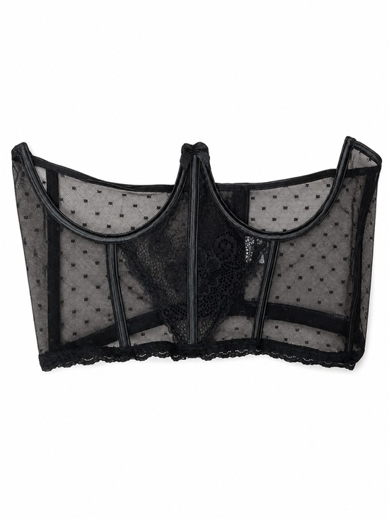 Other - Black Sheer Lace Mesh Under Bust Corset Top Women XL Lingerie Bustier